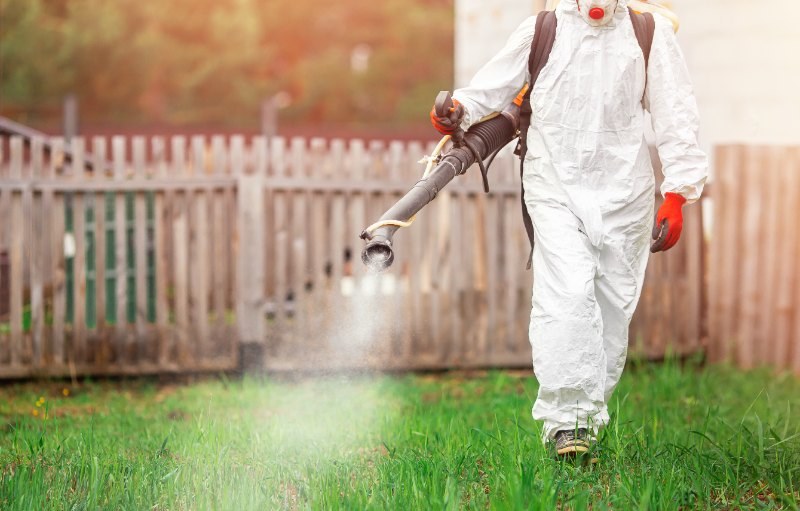 Technician fogging a lawn for mosquito control